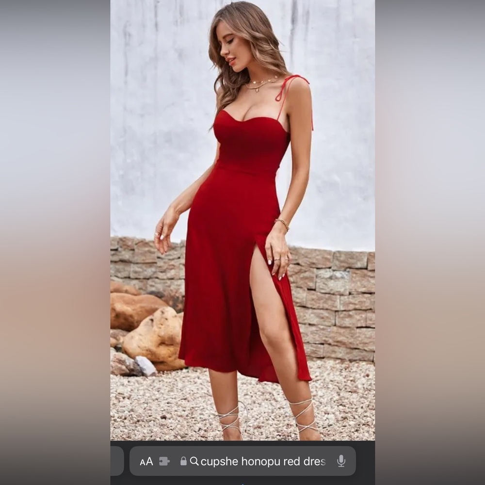 Cupshe Honopu Red Bow Tie Sheath Dress with tags LG